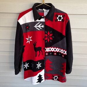 CAPACITY vintage 90s fleece holiday button down shirt jacket winter oversized S